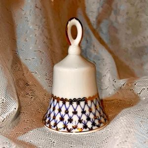 Lomonosov Russian Porcelain cobalt and gold bell Vintage